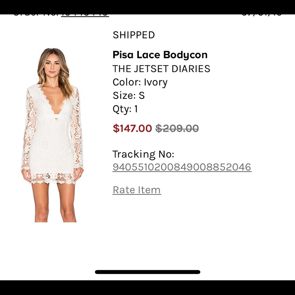 The Jetset Diaries ivory  lace mini dress
